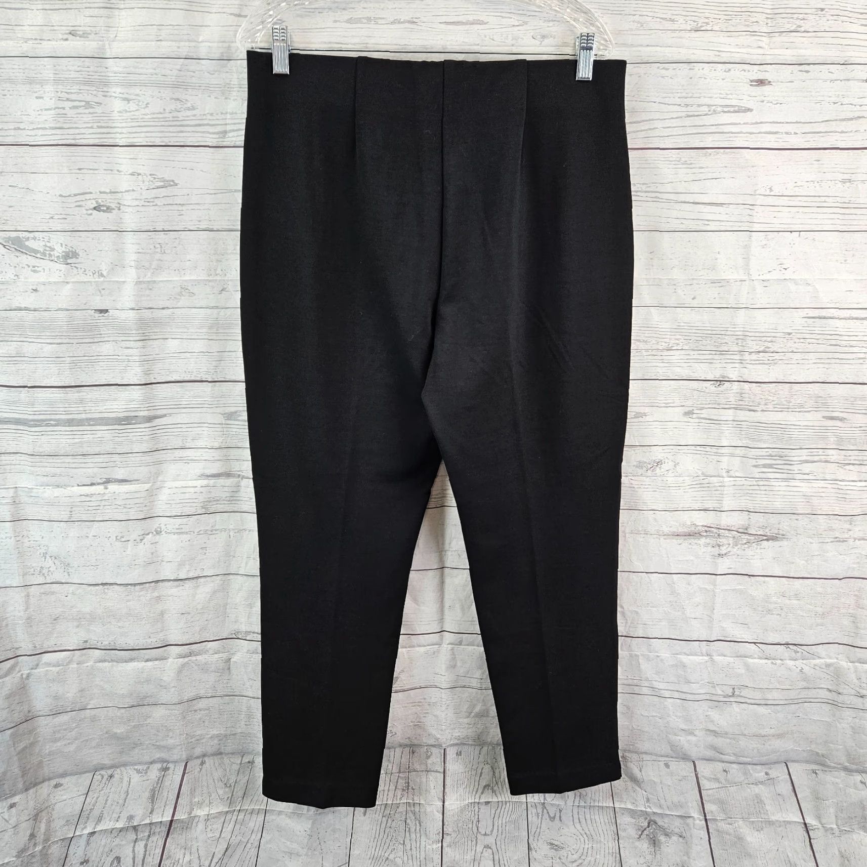 Vintage Chico's Womens Ponte Knit Ankle Pants Sz 10 Black High Rise Pull On Regular Inseam 27.5in Shirt Size 32" / US 10 / IT 46 - 3 Thumbnail