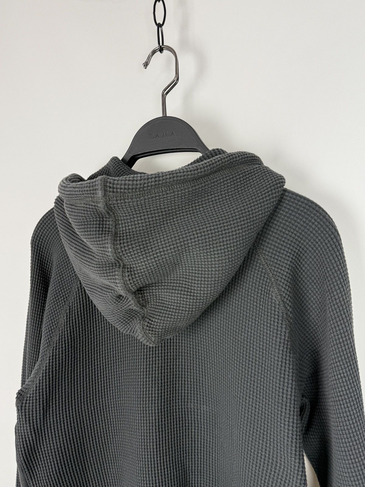 Diesel Diesel Distressed Charcoal Gray Waffle Zip Hoodie M/L Size US M / EU 48-50 / 2 - 6 Thumbnail