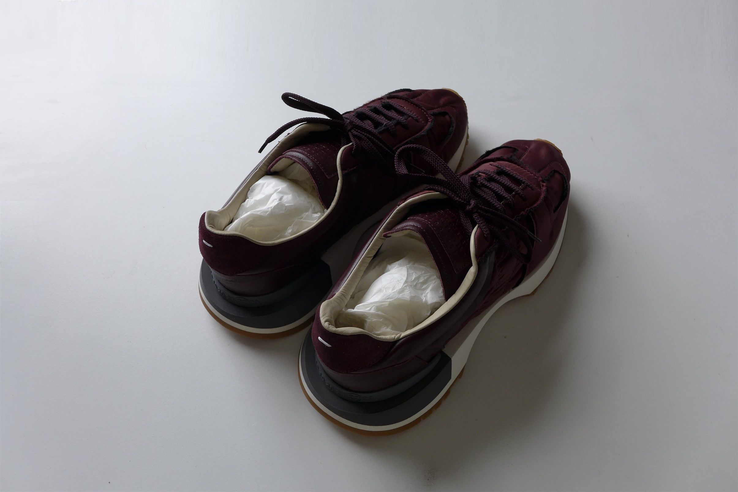 Maison Margiela Margiela Burgundy Runner Evolution Sneakers Size US 12 / EU 45 - 4 Thumbnail