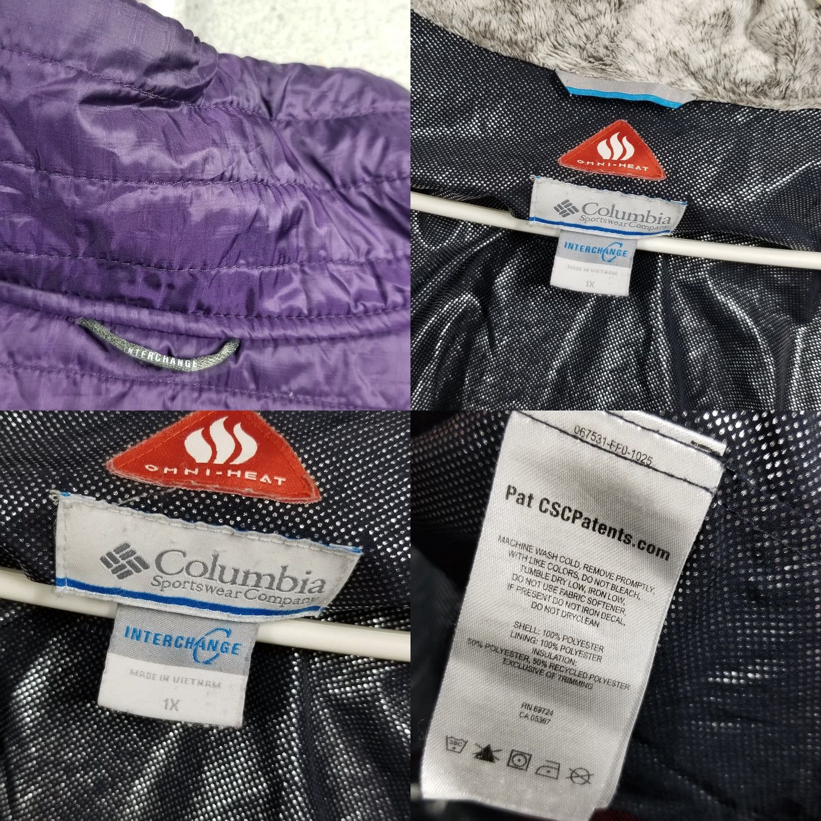 Vintage Columbia Omni-Heat Jacket Womens Plus Size 1X Purple Puffer Mid Length Hooded Zipped Pockets Exterior Polyester Outer Shell Winter Casual Travel Size XL / US 12-14 / IT 48-50 - 8 Thumbnail