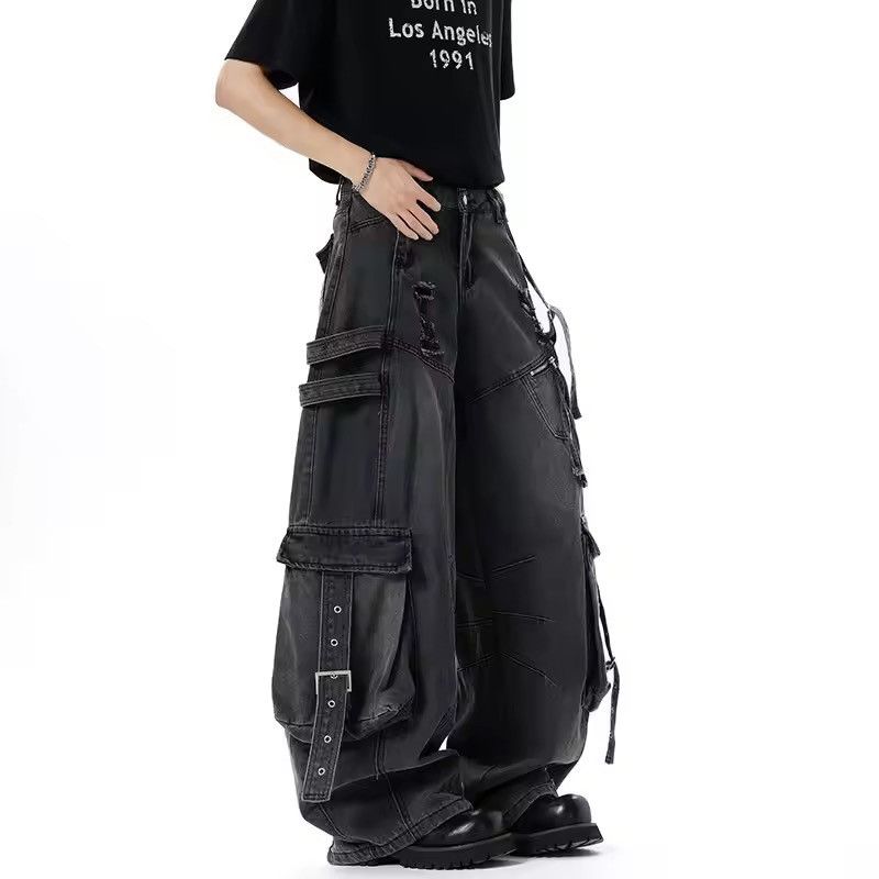 Japanese Brand VIBE Street Retro Heavyweight Multi-Pocket Cargo Jeans Size US 26 / EU 42 - 2 Thumbnail