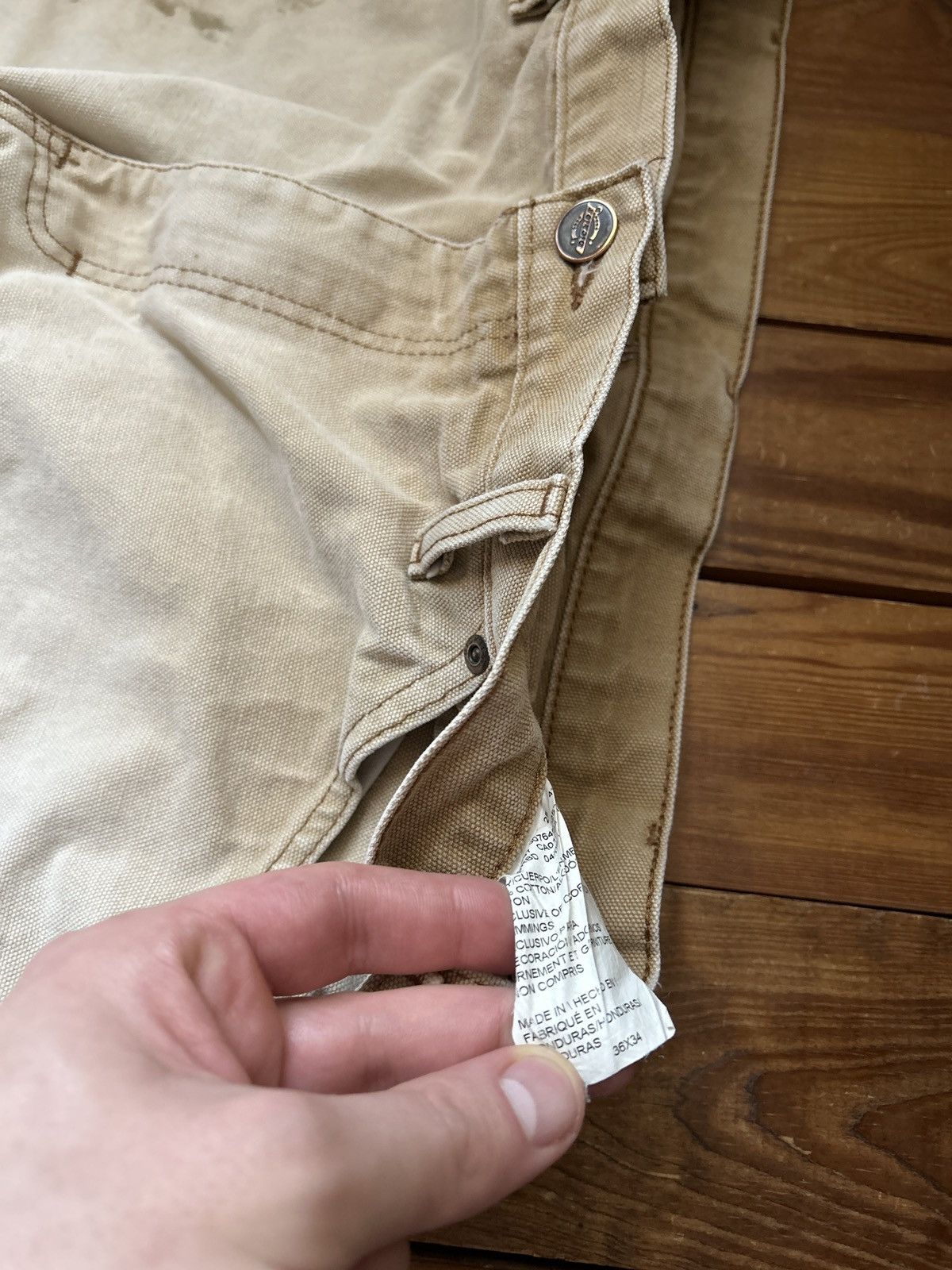 Dickies × Vintage Vintage 90s Dickies Faded Distressed Tan Carpenter Pants Size US 34 / EU 50 - 3 Thumbnail