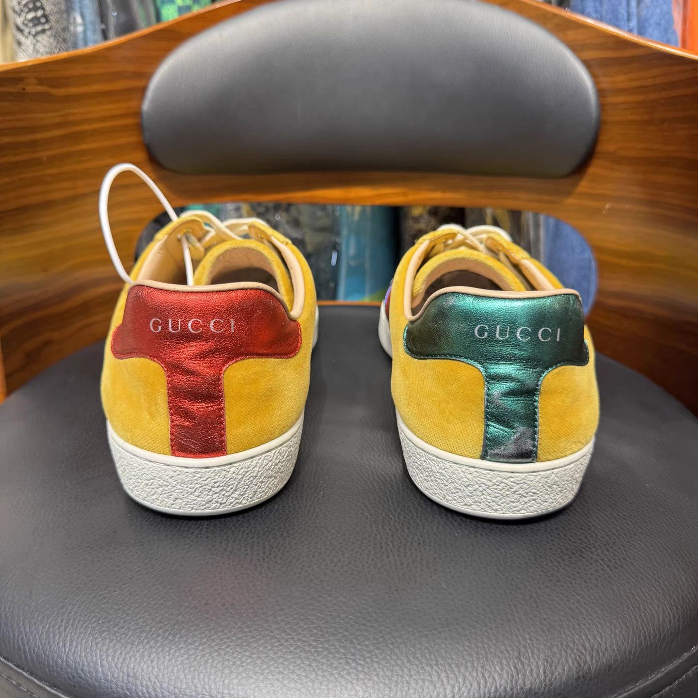 Gucci Gucci Yellow Web Stripe Sneakers K15 Size US 9 / EU 42 - 3 Thumbnail