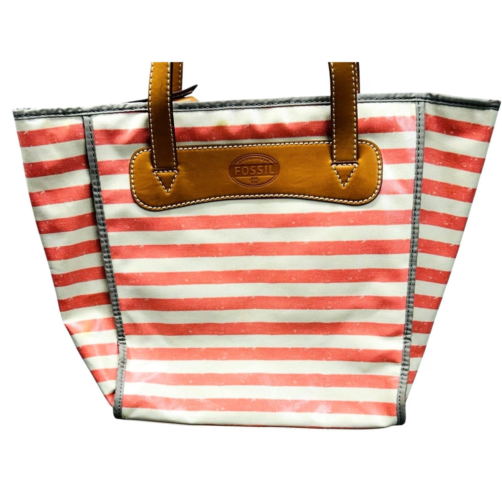 Fossil Fossil Coral Multi Pink Striped Shoulder Bag Women Tote Purse W/ Defects, New, with Stain On Top & Bottom, Email Pictures for Details Size ONE SIZE - 2 Thumbnail