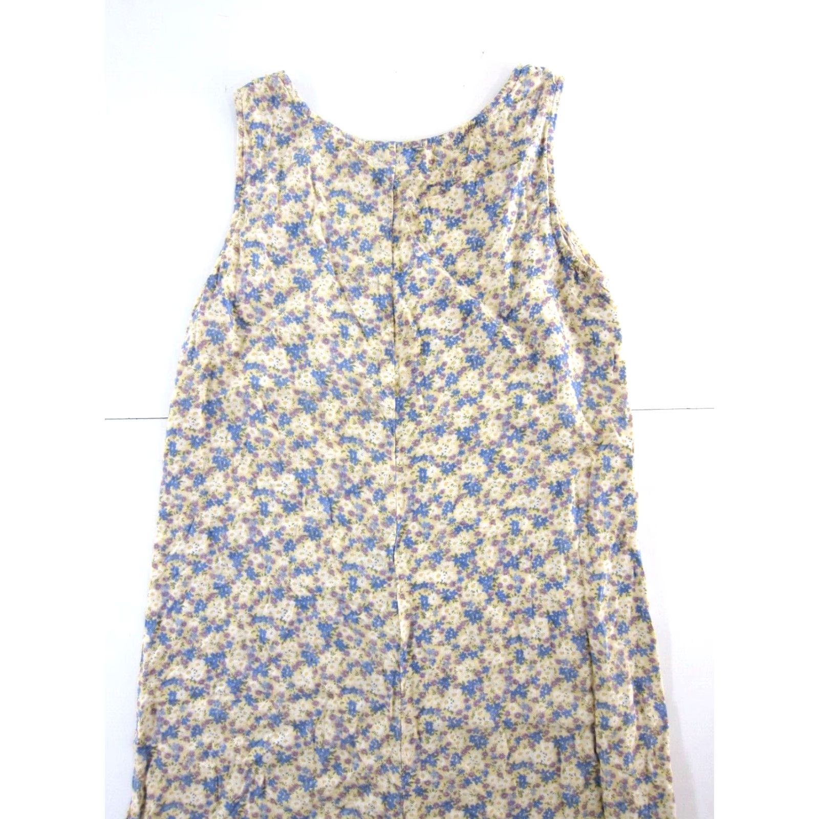 VINTAGE Ease Sport Maxi Dress Sleeveless Floral 100% Rayon Yellow Blue 6  Women