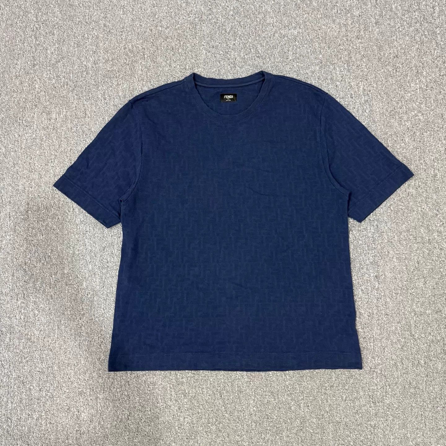 Fendi Fendi Navy Blue FF Print Short Sleeve L 95 New Size L / US 10 / IT 46 - 1 Thumbnail
