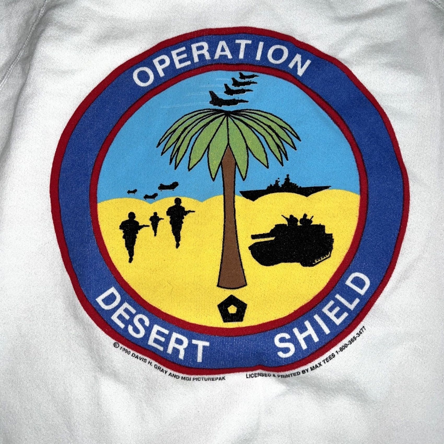 Vintage VINTAGE Operation Desert Storm White Pullover Sweatshirt Mens Size L Size US L / EU 52-54 / 3 - 3 Thumbnail
