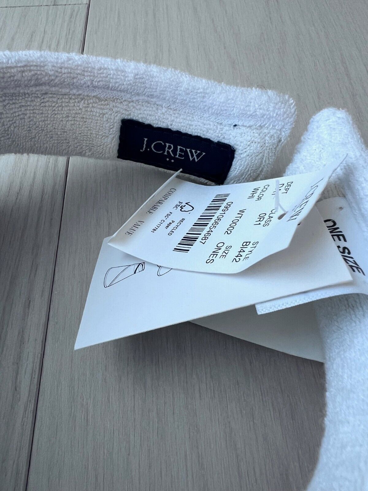 J.Crew J. Crew BI442 Terry White Visor Hat ( One Size ) Size ONE SIZE - 2 Thumbnail