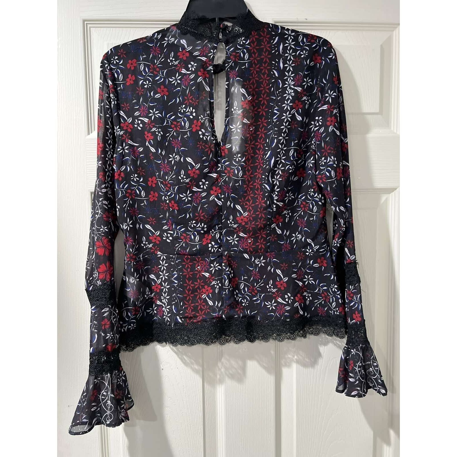 NICHOLAS N/Nicholas Lace Blouse Bell Sleeves Multicolor 8 A003303 Size M / US 6-8 / IT 42-44 - 2 Thumbnail