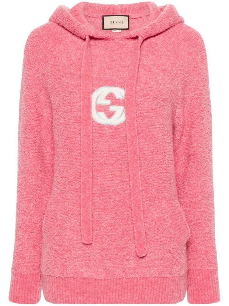 Gucci o1la5ras0526 Embroidered Soft Fabric Hooded Top in Pink Size S / US 4 / IT 40 - 1 Thumbnail