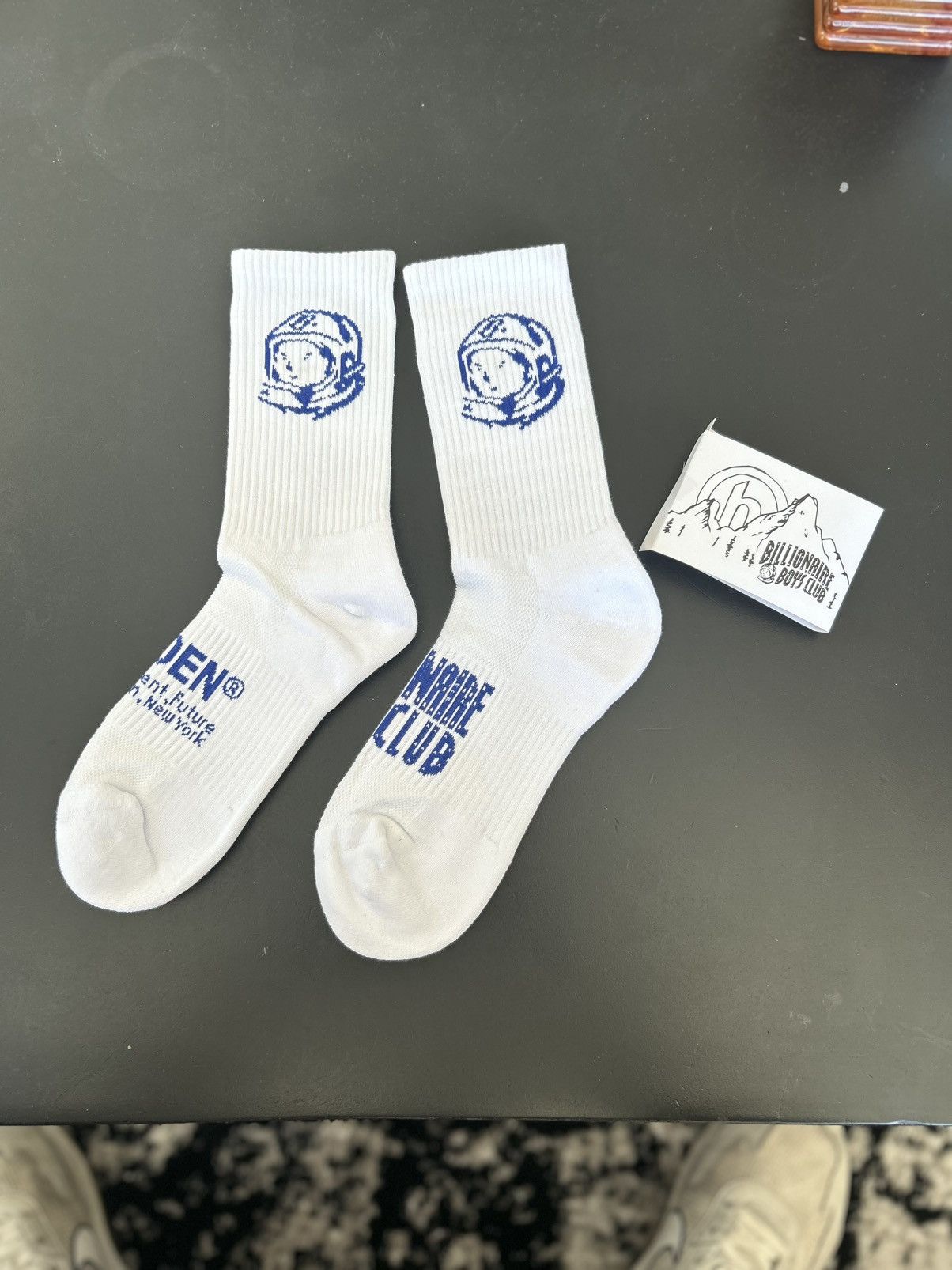 HIDDEN HIDDEN Socks ®️ x Billionaire Boys Club White/Blue New Crew Size ONE SIZE - 4 Thumbnail