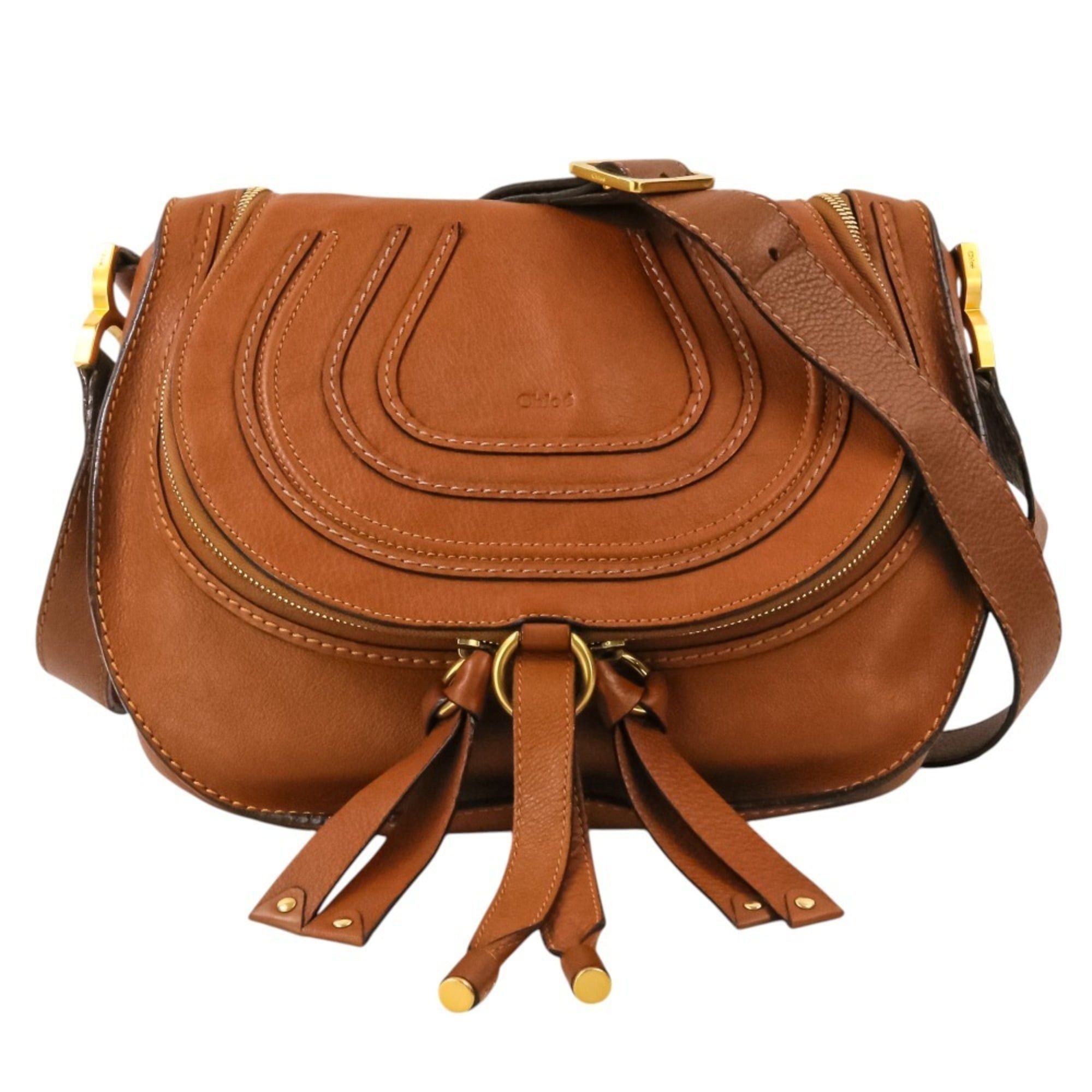 Chloe Chloé Chloe Marcie Leather Shoulder Bag, Brown, Women's Size ONE SIZE - 1 Thumbnail