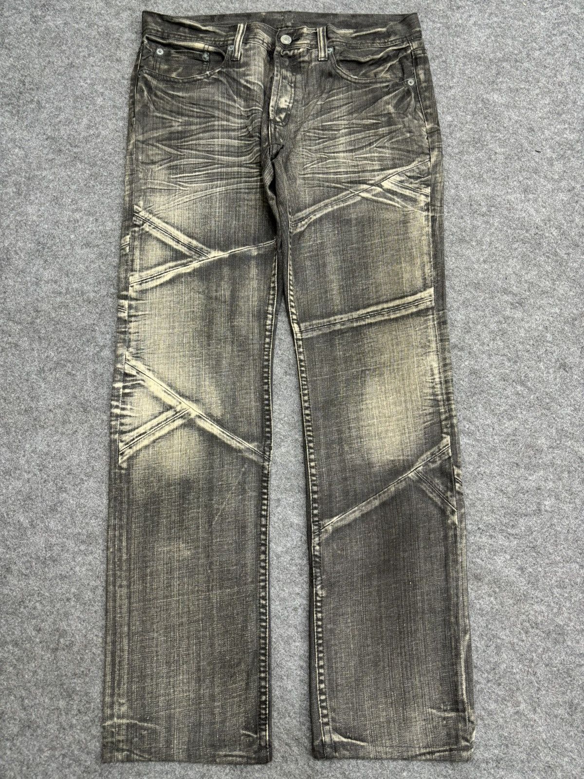 Japanese Brand 💥Art💥EDGEXRUPERT Designer Asymetrical Patchwork Denim F572 Size US 33 - 22 Thumbnail