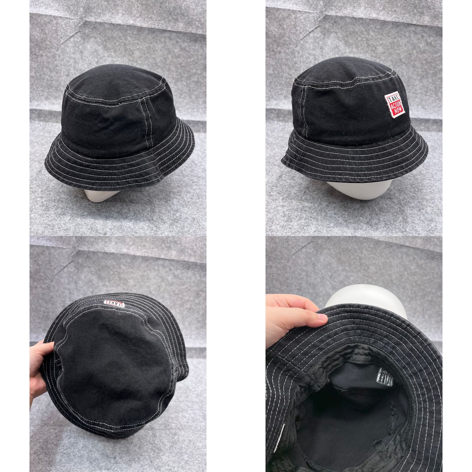 Vintage VINTAGE Bucket Hat Adult One Size Black 100% Cotton Outdoors Twill Hat Mens Black One Size Cotton Twill Outdoor Cap Size ONE SIZE - 8 Thumbnail