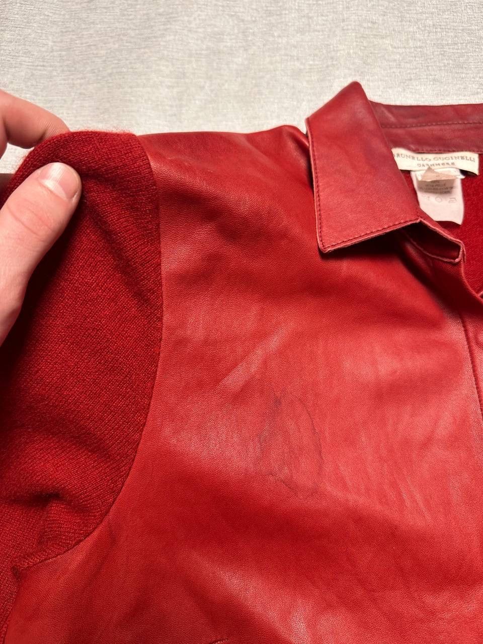 Brunello Cucinelli Brunello Cucinelli Red Leather & Cashmere Overshirt Vintage Size M / US 6-8 / IT 42-44 - 10 Thumbnail