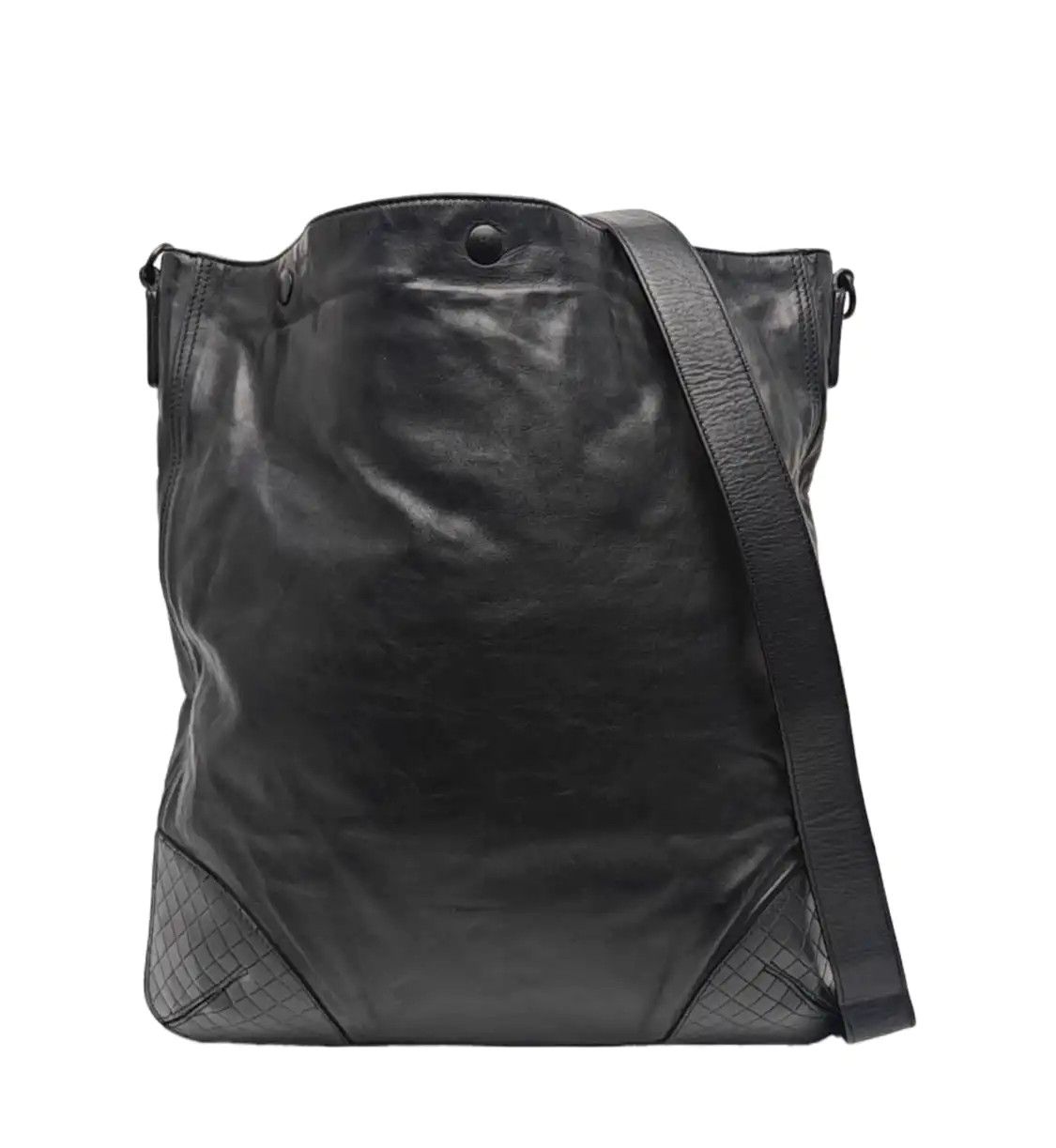 Bottega Veneta Tote Bag Large Black Cowhide Leather Woven Shoulder Bag Handbag B, Men's