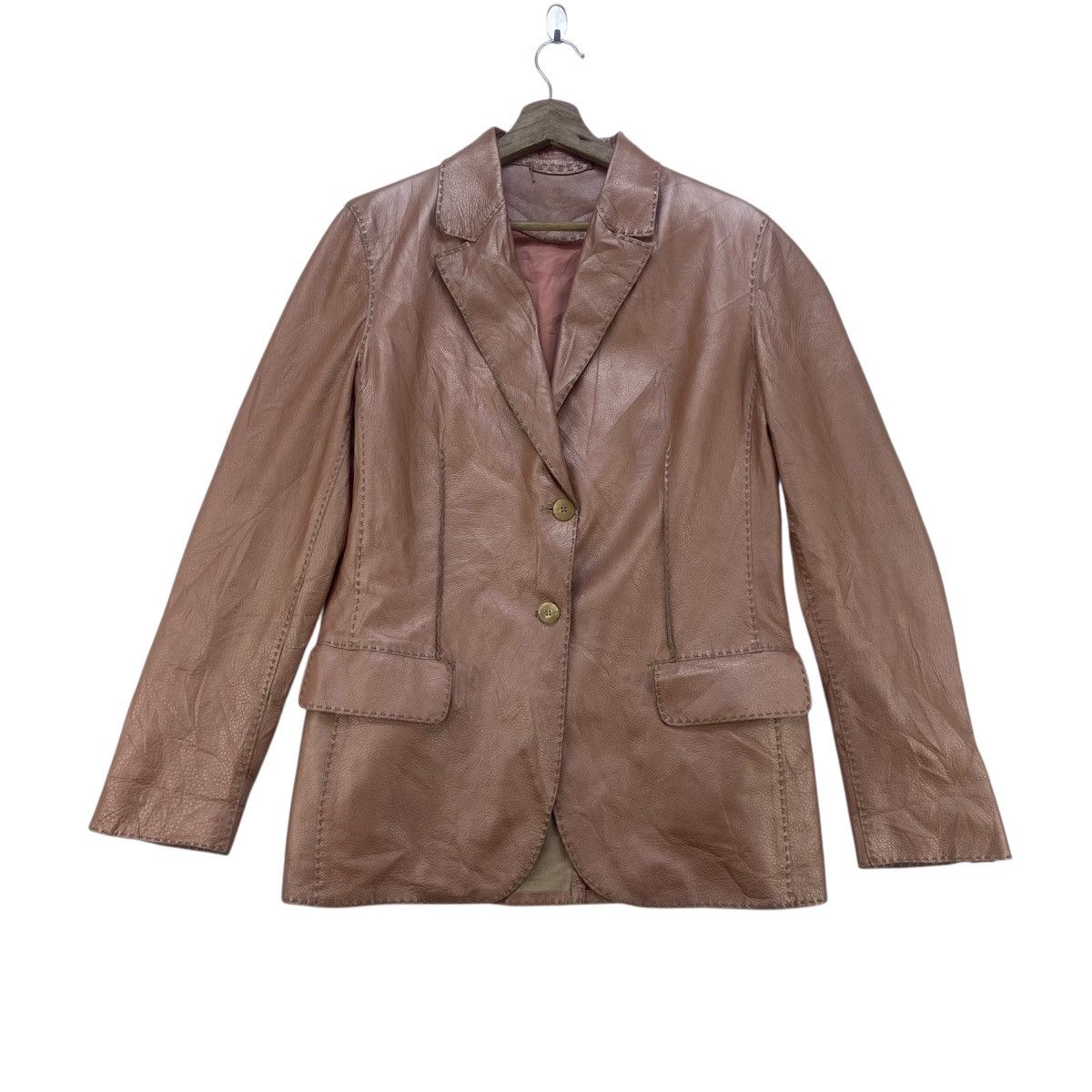 Fendi 🔥Fendi Pink Metallic Leather Blazer & Skirt Size M / US 6-8 / IT 42-44 - 3 Thumbnail