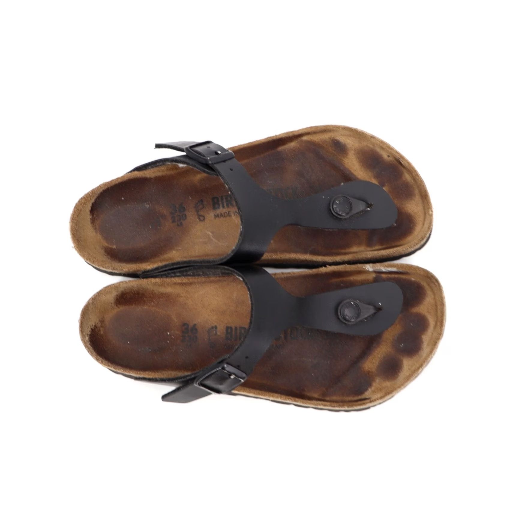 Birkenstock Birkenstock Gizeh Sandal Women's 36 Nubuck Leather Cork Rubber Thong Black/Brown Leather, Cork, Rubber, Gizeh Model, Vintage No, 6 US, 36 EU Size US 6 / IT 36 - 4 Thumbnail