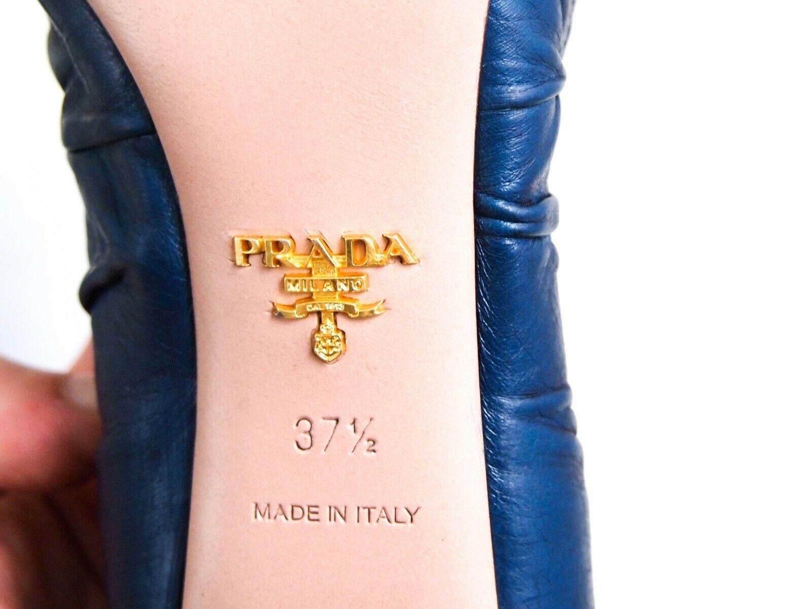Prada Prada Mid Heel Pumps Blue Leather Womens US 7.5 EU 37.5 Size US 7.5 / IT 37.5 - 8 Thumbnail