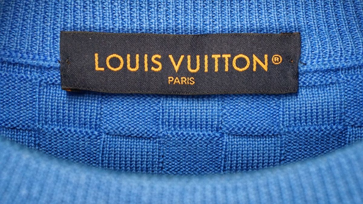 Louis Vuitton Louis Vuitton Damier Checker Blue Wool Sweater Size S Size US S / EU 44-46 / 1 - 2 Thumbnail