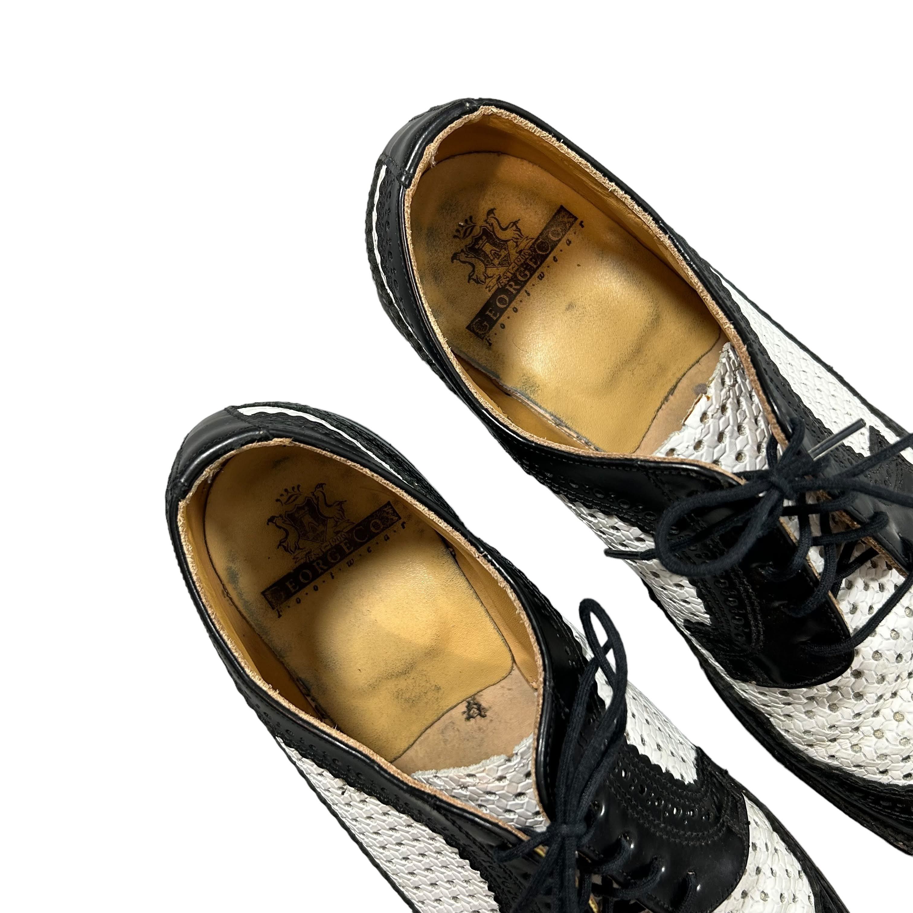 George Cox George Cox Black White Leather Brogue Derby Shoes 10 1/2 Size US 11.5 / EU 44-45 - 6 Thumbnail
