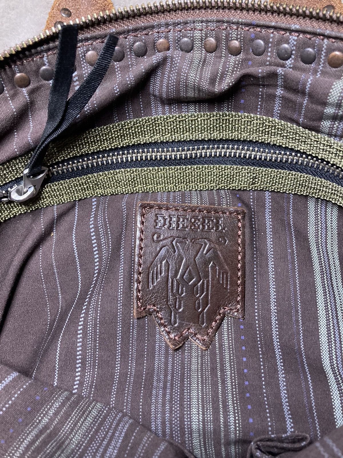 Diesel × Vintage ⛩️Vintage Diesel Avant Garde Brown Mini Handbag leather nylon Size ONE SIZE - 9 Thumbnail