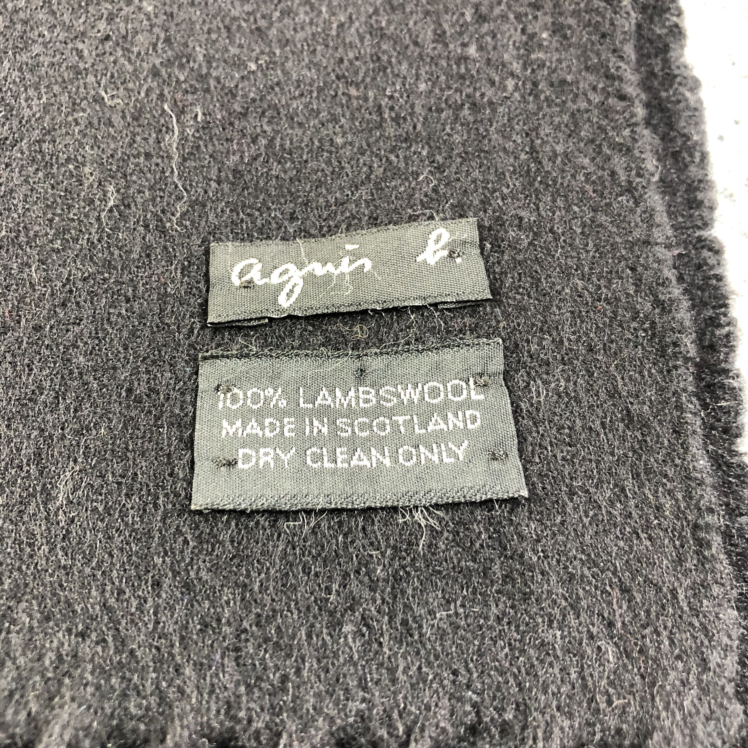 agnes b. Agnes B. Plain Black Wool Scarf Muffler V1338 Size ONE SIZE - 4 Thumbnail