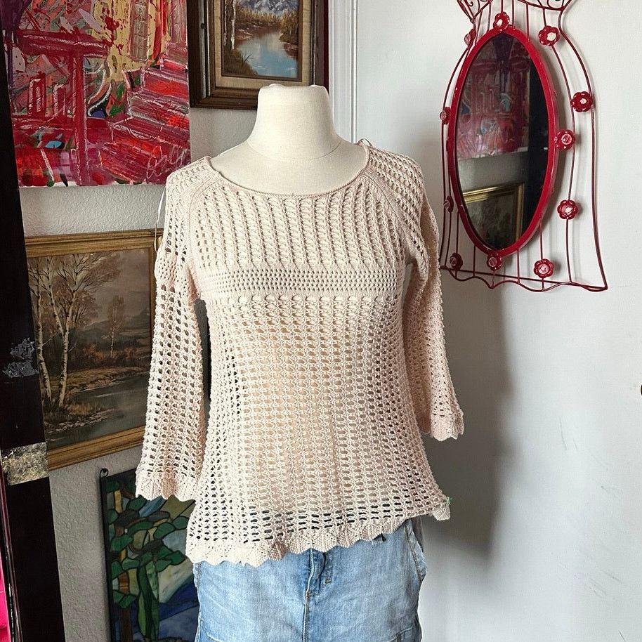Other new directions petite beige knit sweater Size M / US 6-8 / IT 42-44 - 1 Thumbnail