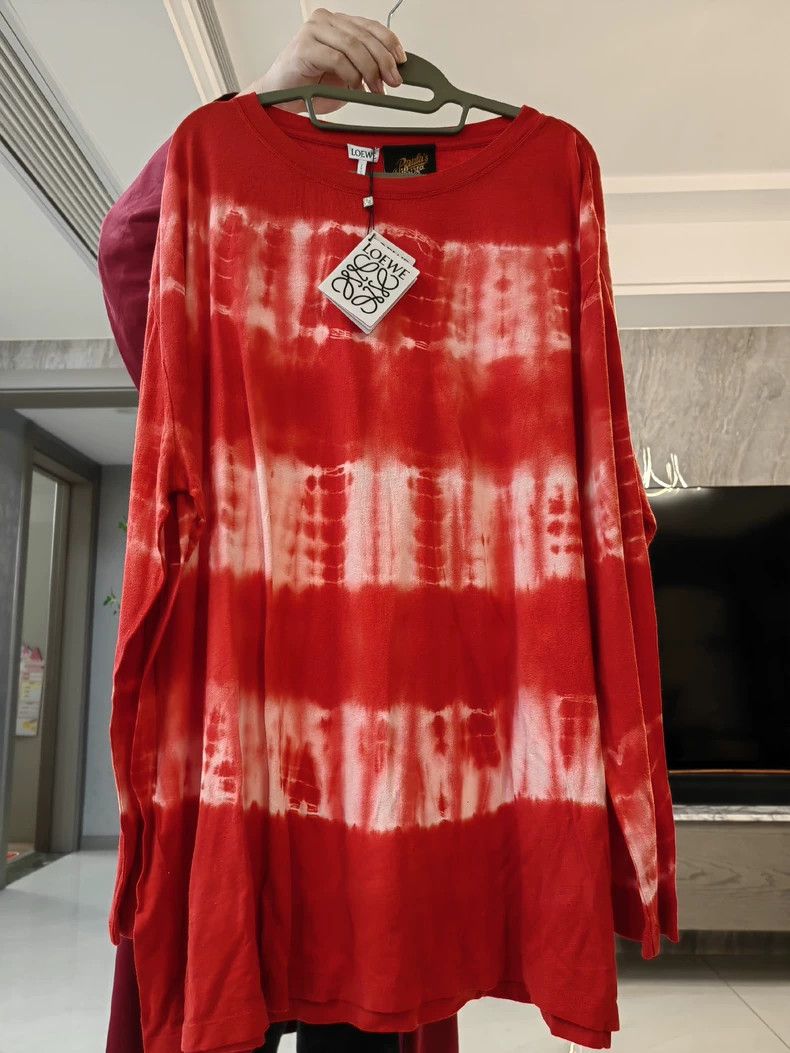 Loewe Loewe Red White Tie-Dye Long-Sleeve T-shirt - dmc Size US XL / EU 56 / 4 - 1 Thumbnail