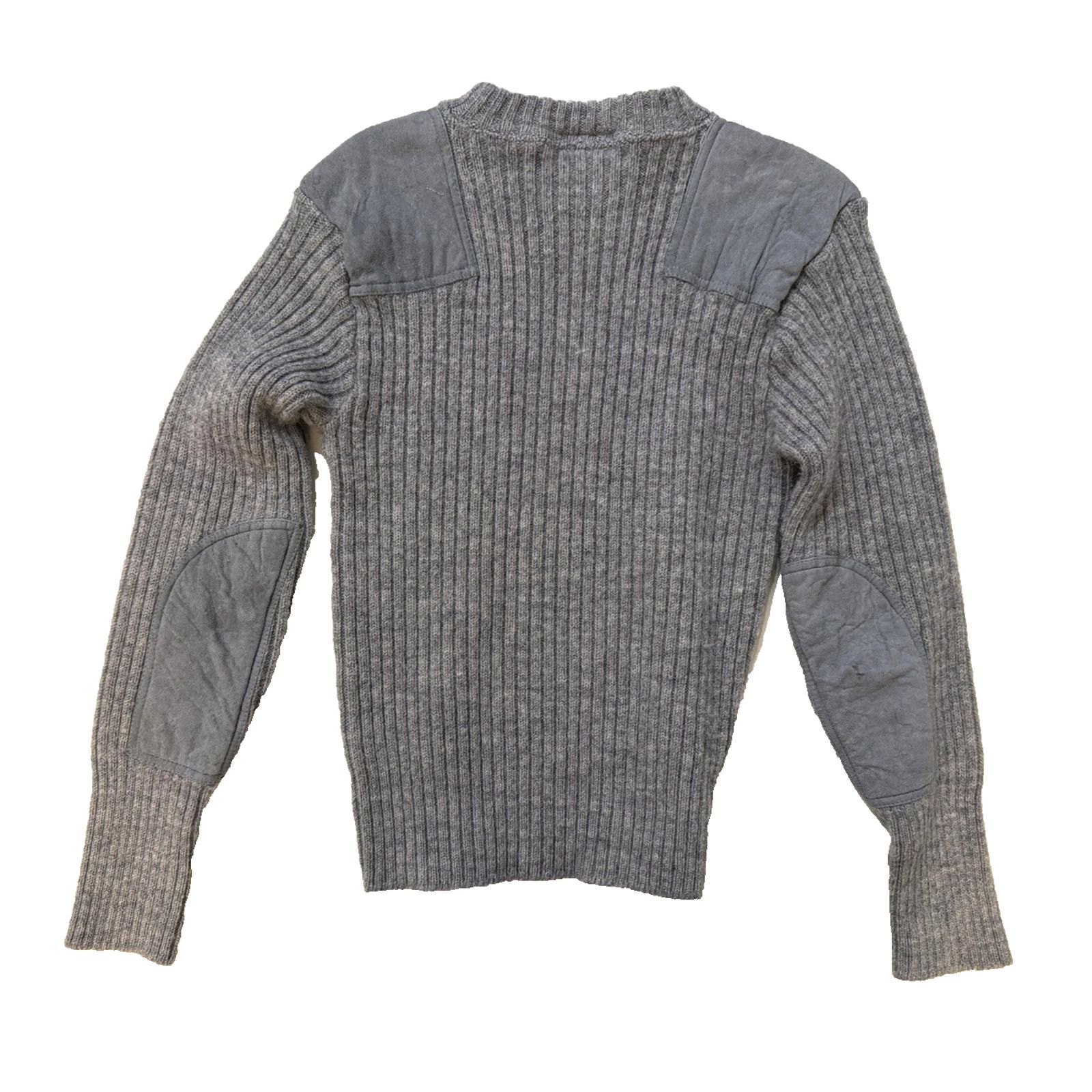 & Other Stories Vintage 100% Wool Sweater Mens SM Gray Suede Patches England Size US S / EU 44-46 / 1 - 3 Thumbnail