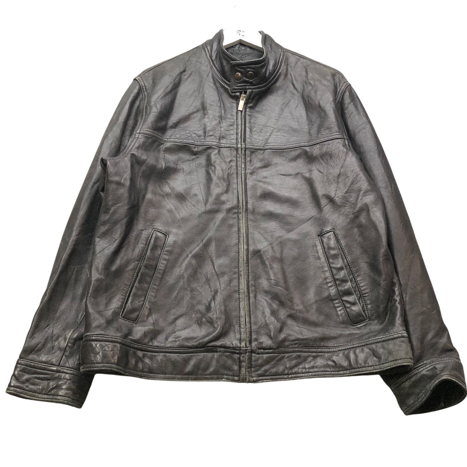 Alfani Alfani Genuine Leather Motorcycle Jacket Men Medium M Black Size US M / EU 48-50 / 2 - 1 Thumbnail