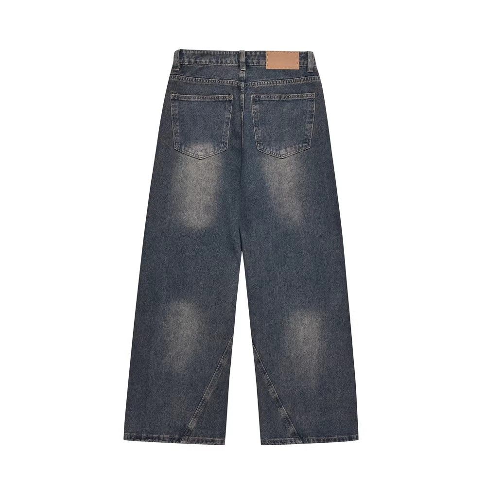 Japanese Brand × Jean Washed distressed patchwork faux two-piece straight jeans Size US 32 / EU 48 - 2 Thumbnail