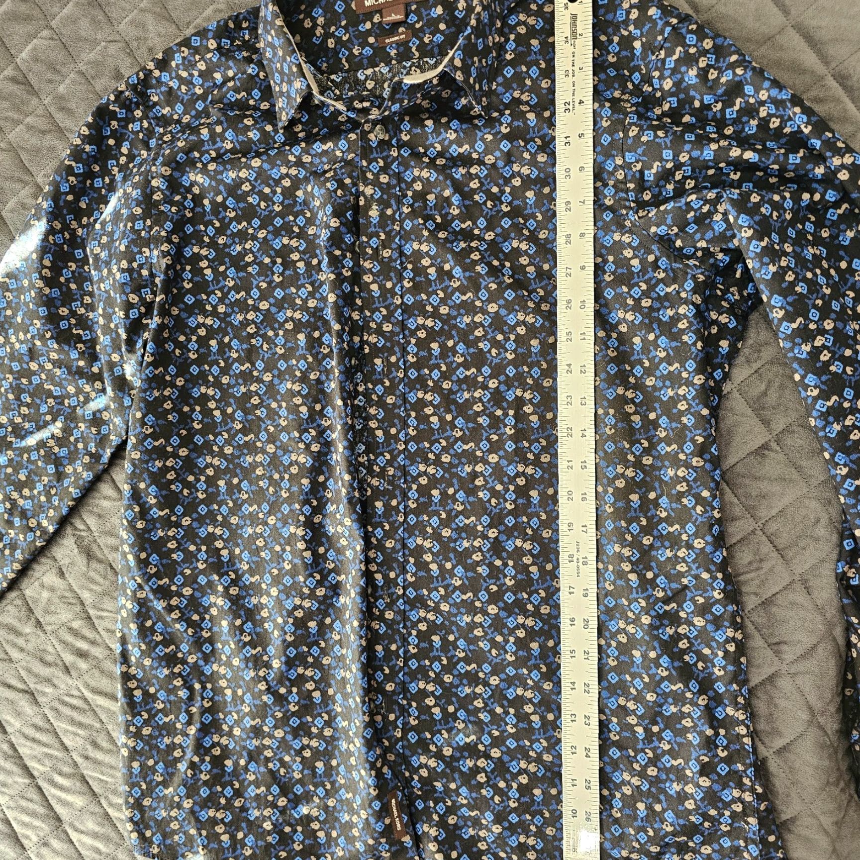 Michael Kors Michael Kors Button-Up Shirt Large Blue Midnight Long Sleeve Allover Print Floral Classic Button-Up Mens Regular Size L Color Black Size US L / EU 52-54 / 3 - 4 Thumbnail