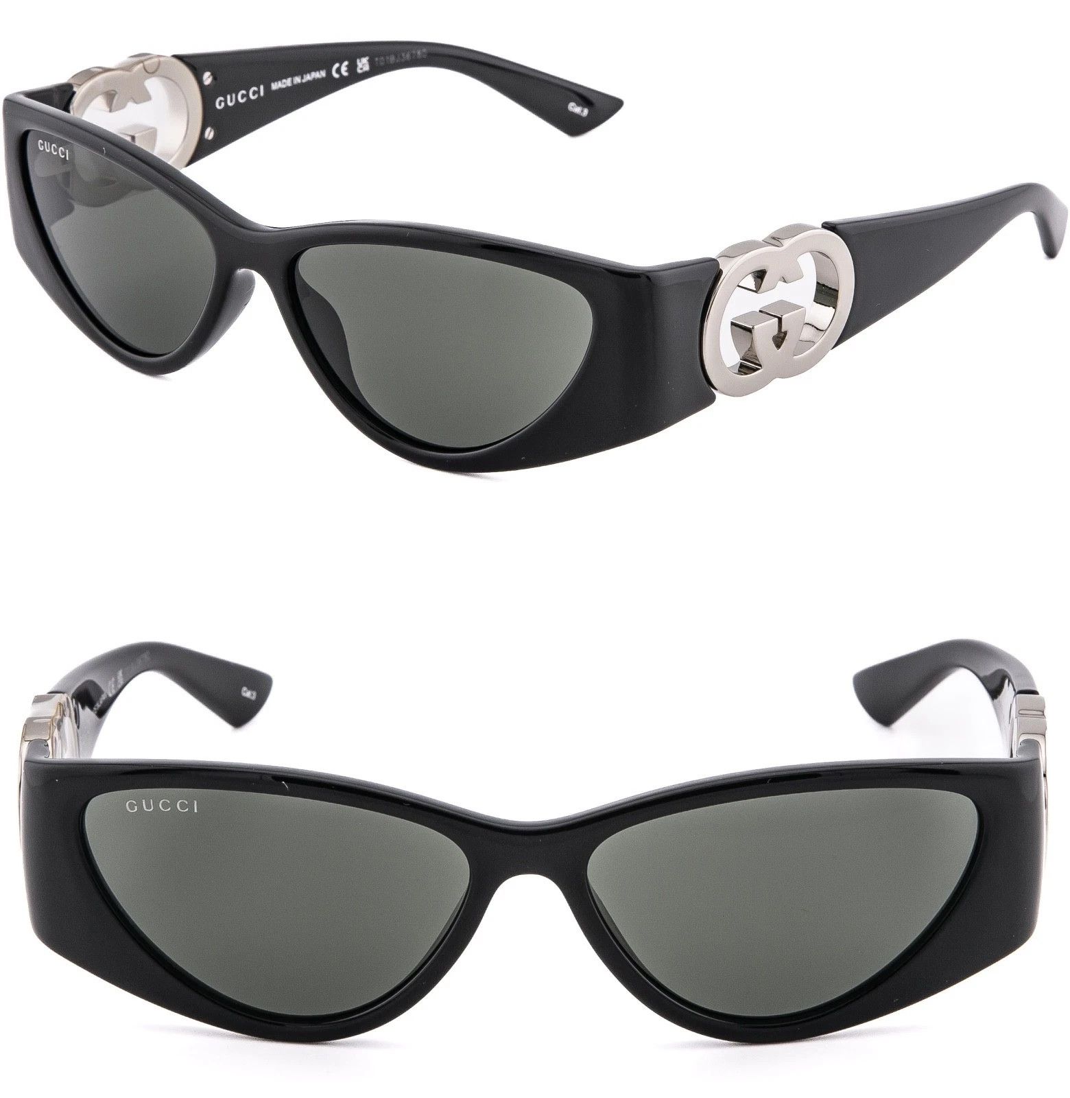 Gucci GUCCI GG1824S Black Cat Mask 1824 Silver Logo Sunglasses 001 Size ONE SIZE - 1 Thumbnail