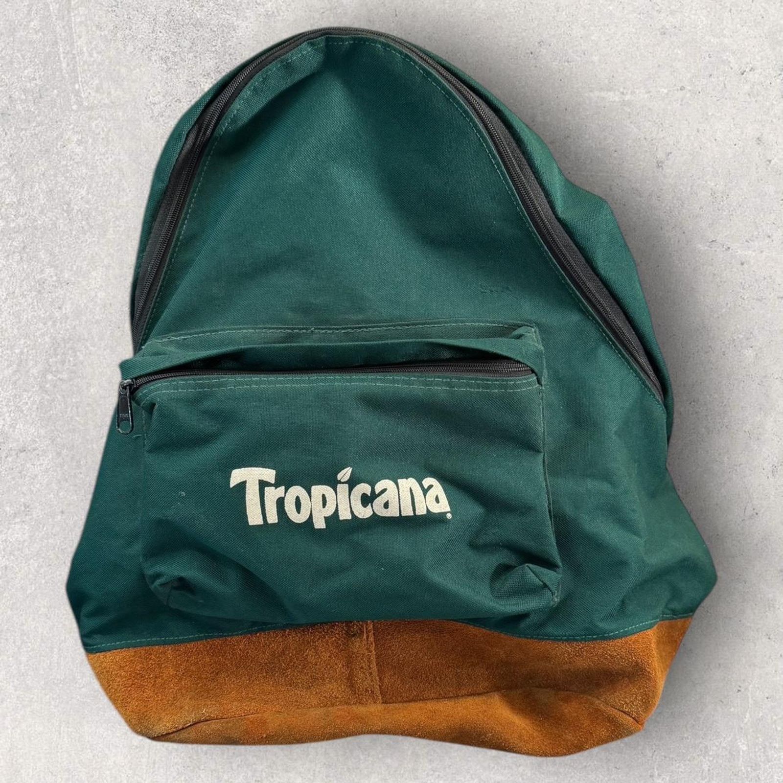 Vintage Vintage Tropicana green canvas & brown suede backpack Size ONE SIZE - 1 Thumbnail