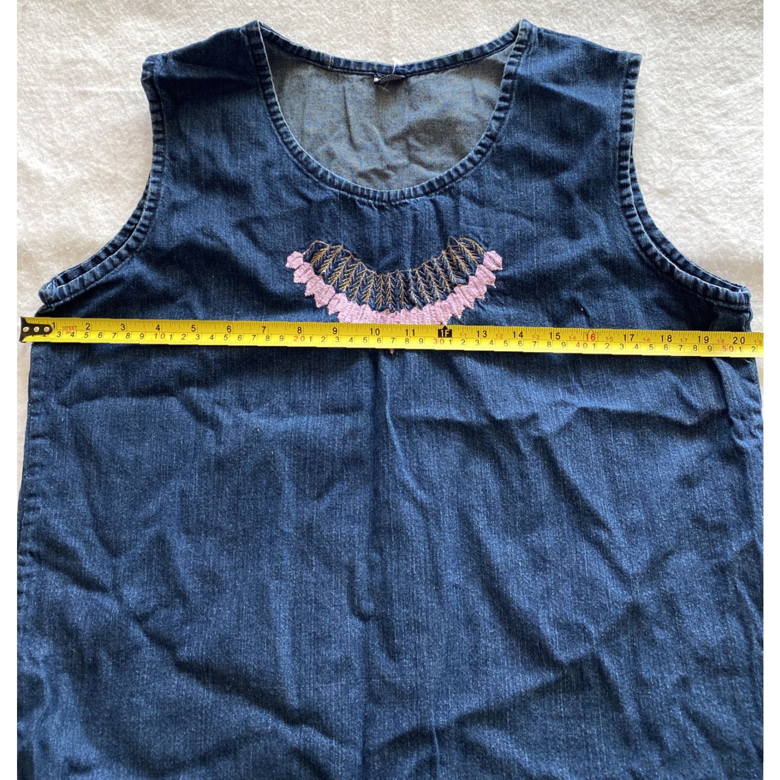 Denime Denim Tank Top Blue Raw Hemline Women's Juniors Size M Cropped Cotton Blend Fringe Tank Top Women M Blue Denim Size M / US 6-8 / IT 42-44 - 3 Thumbnail