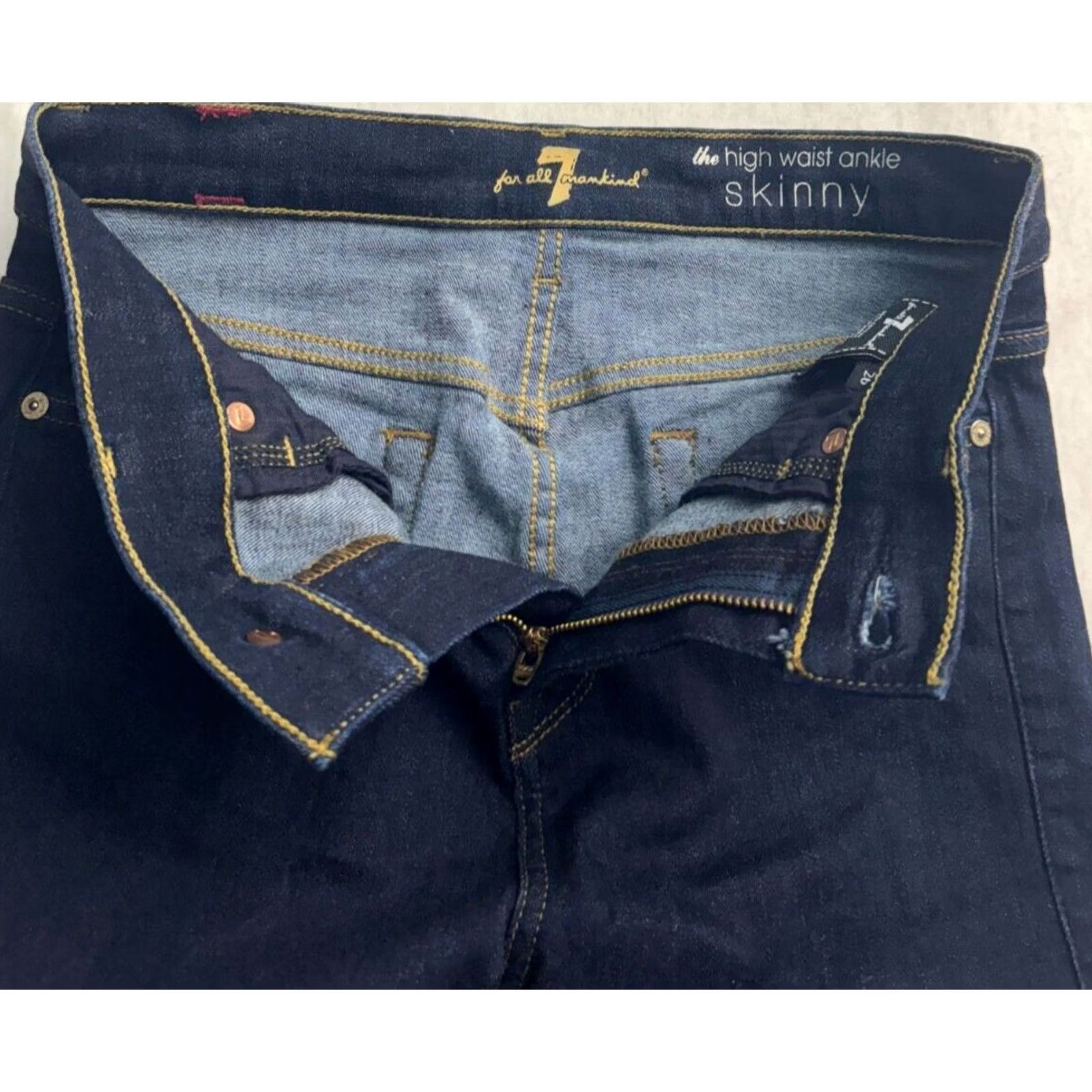 7 For All Mankind 7 For All Mankind The High Waist Ankle Skinny Denim Womens 26 Blue Dark Wash Jeans Slim 90s Bohemian MENSWOMENS Size ONE SIZE - 5 Thumbnail