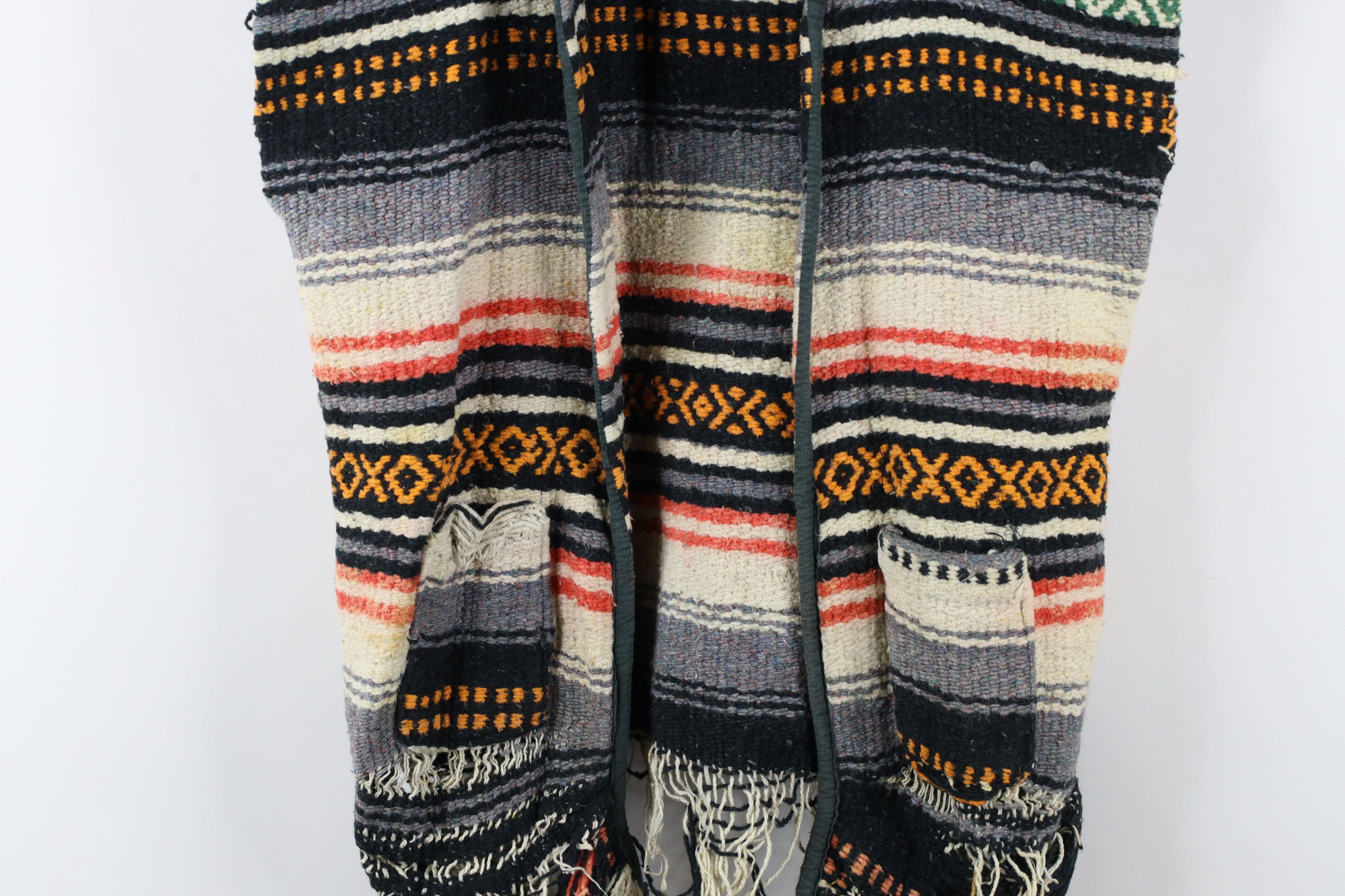 Vintage Vintage 70s Boho Chic Wool Blanket Fringed Open Front Vest Size ONE SIZE - 3 Thumbnail