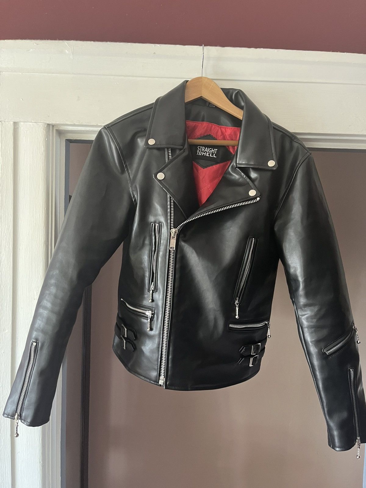 Straight to hell vegan leather jacket