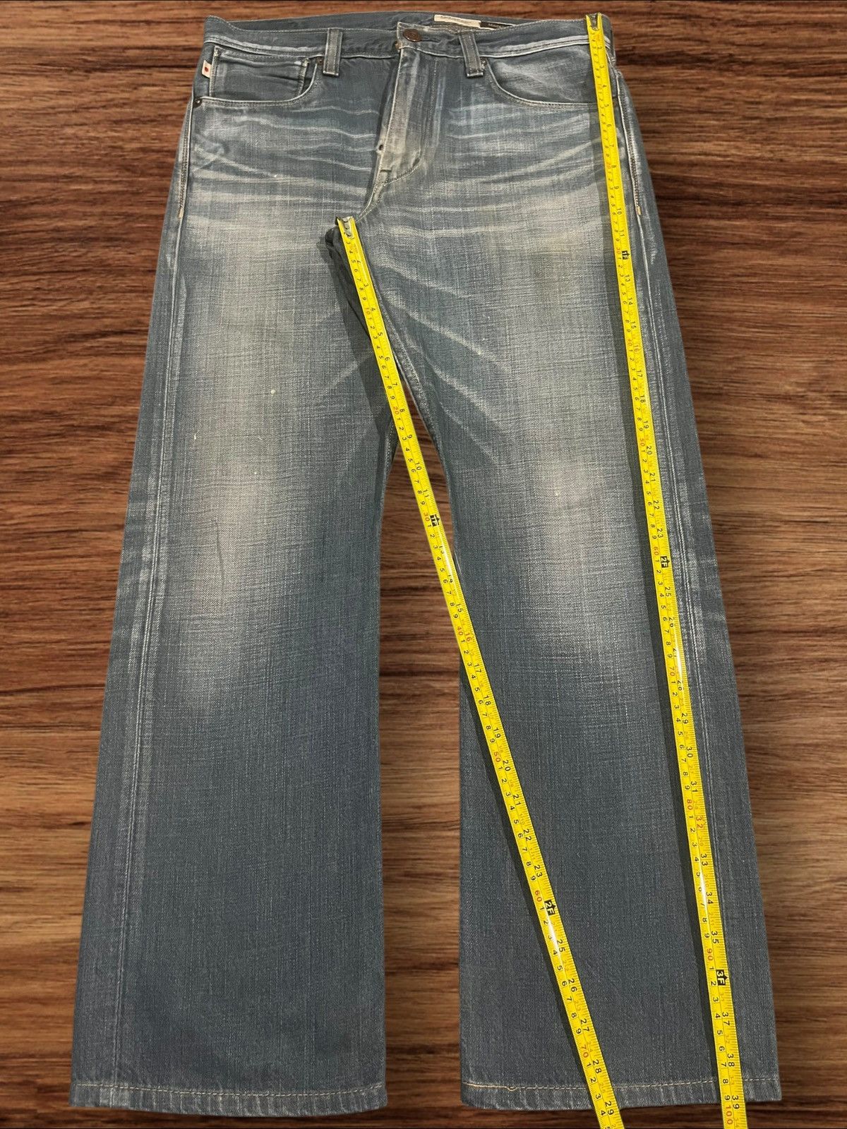Japanese Brand × Tornado Mart Vintage Japanese Back Number Buckle Back Blue Faded Jeans Size US 33 - 12 Thumbnail