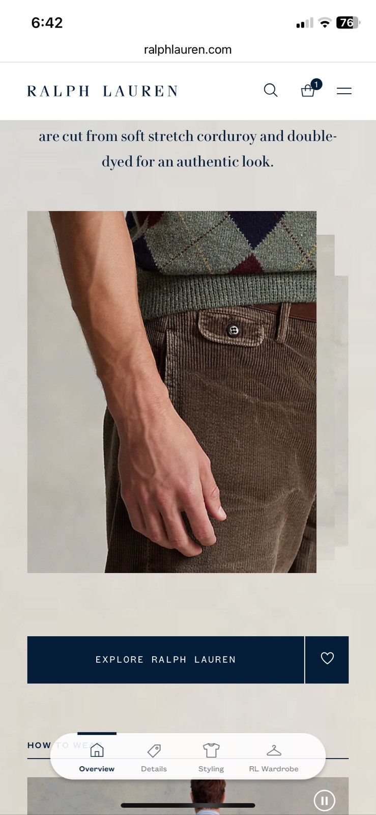 Polo Ralph Lauren Polo Ralph Lauren Stretch Relaxed Fit Corduroy Pant Size US 36 / EU 52 - 3 Thumbnail