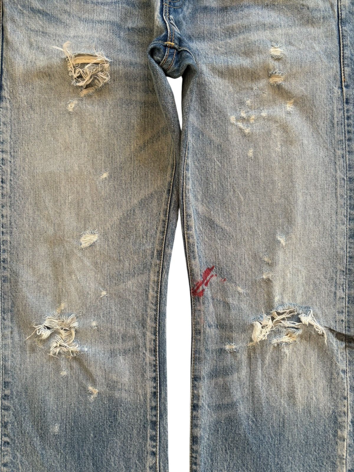 Japanese Brand × Uniqlo Vintage Uniqlo Button Fly Painted Mud Wash Distressed Jeans Size US 31 - 5 Thumbnail