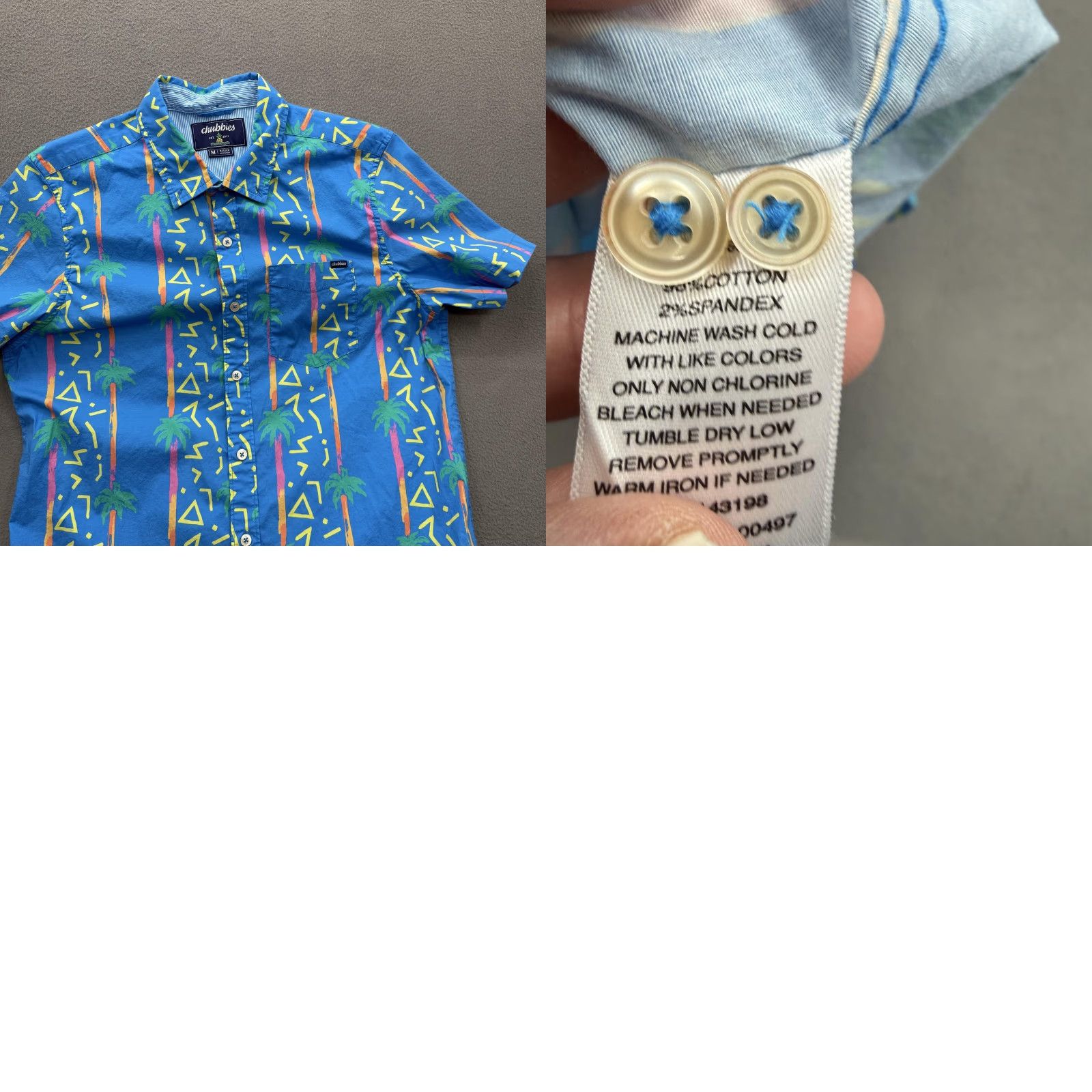 Chubbies Chubbies Shirt Mens M Blue Palm Tree Tropical Short Sleeve Button Up Size US M / EU 48-50 / 2 - 8 Thumbnail