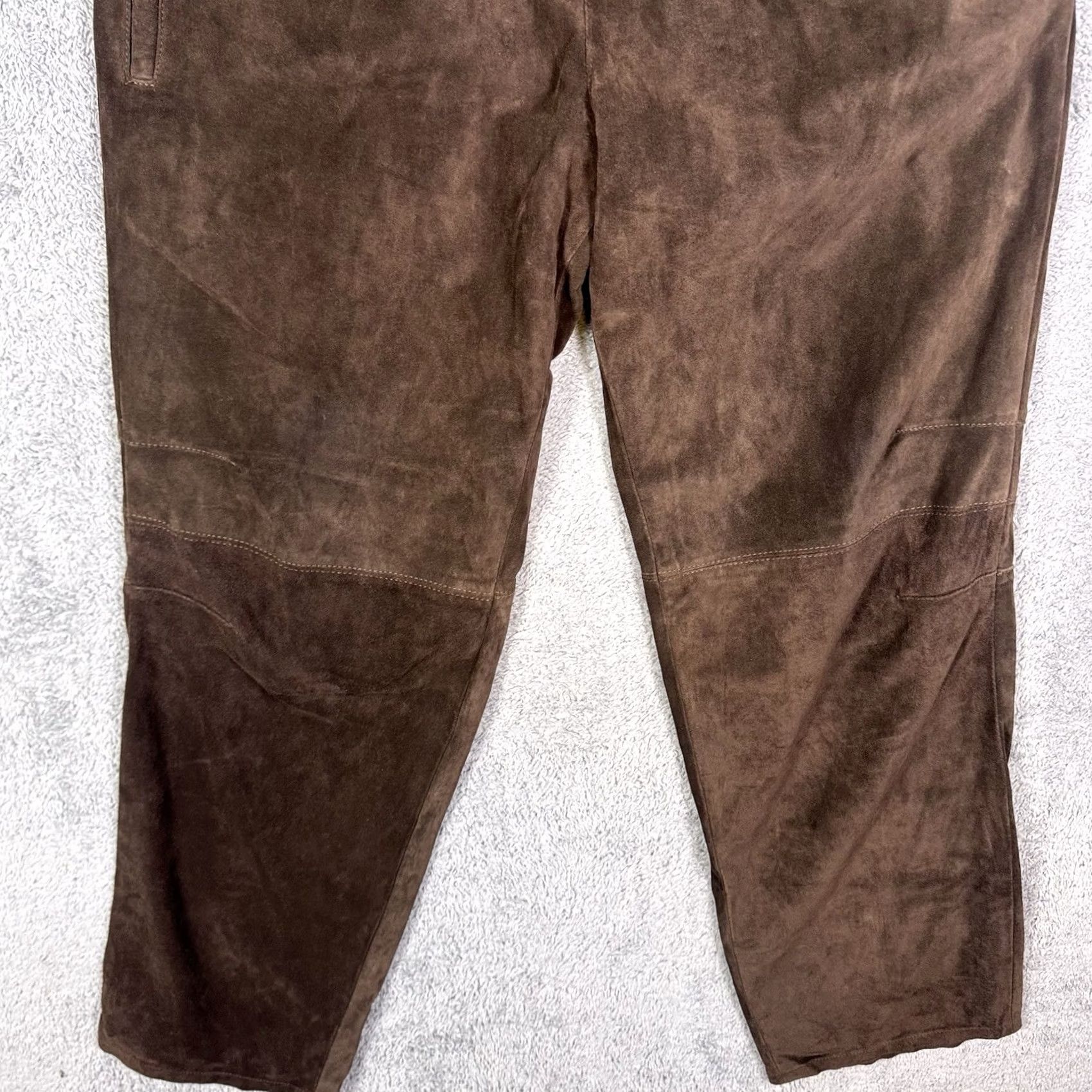 Vintage Davoucci Leather Pants Mens 36x33 Vintage Heavyweight Trouser Suede Brown Y2K Size US 36 / EU 52 - 3 Thumbnail