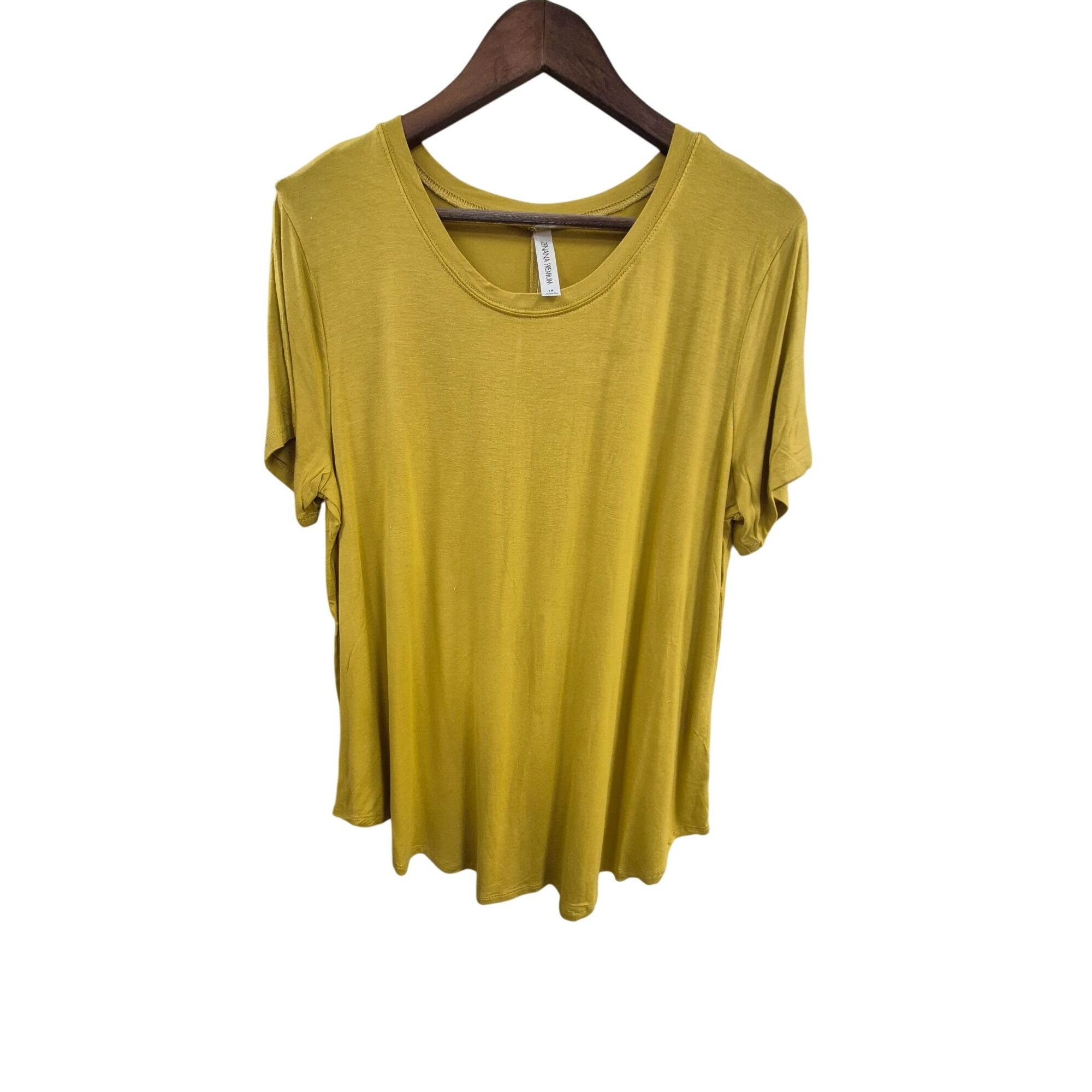 Other Premium Rayon Short Sleeve Round Hem & Neck MUSTARD 1X Size M / US 6-8 / IT 42-44 - 1 Thumbnail
