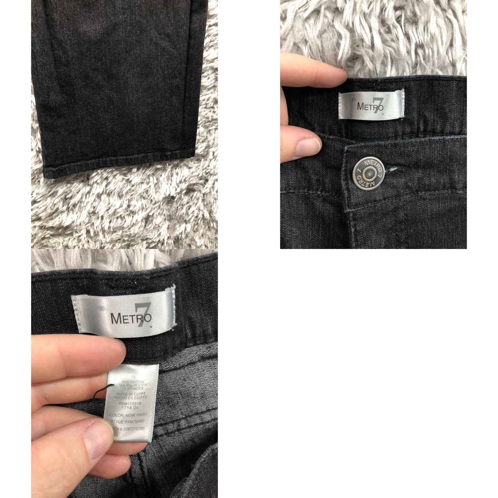 Denime Metro7 Jeans Womens Size 16 Dark Wash Black Denim Mid Rise Straight 5-Pocket Size 38" / US 16 / IT 52 - 8 Thumbnail