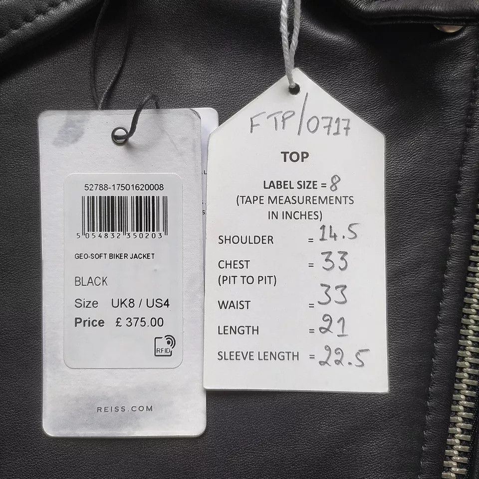 Reiss REISS Women's Geo-Soft Leather Biker Jacket IFD-0717 Size S / US 4 / IT 40 - 9 Thumbnail