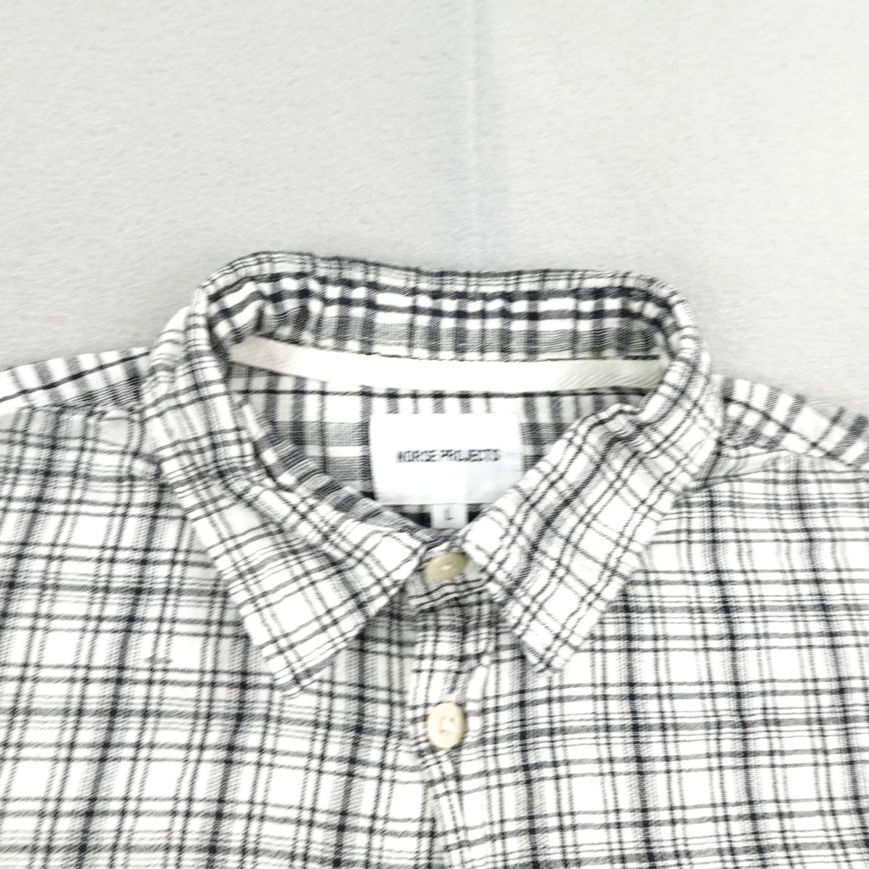Norse Projects Norse Projects Shirt Mens Large Blue Gray Plaid Cotton Linen Blend Casual Summer Short Sleeve Button-Up Size US L / EU 52-54 / 3 - 2 Thumbnail