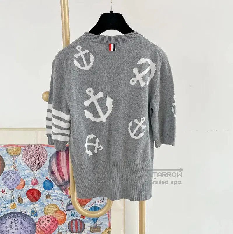 Thom Browne Thom Browne Gray Cotton Striped Long Sleeve Sweater . Size M / US 6-8 / IT 42-44 - 2 Thumbnail