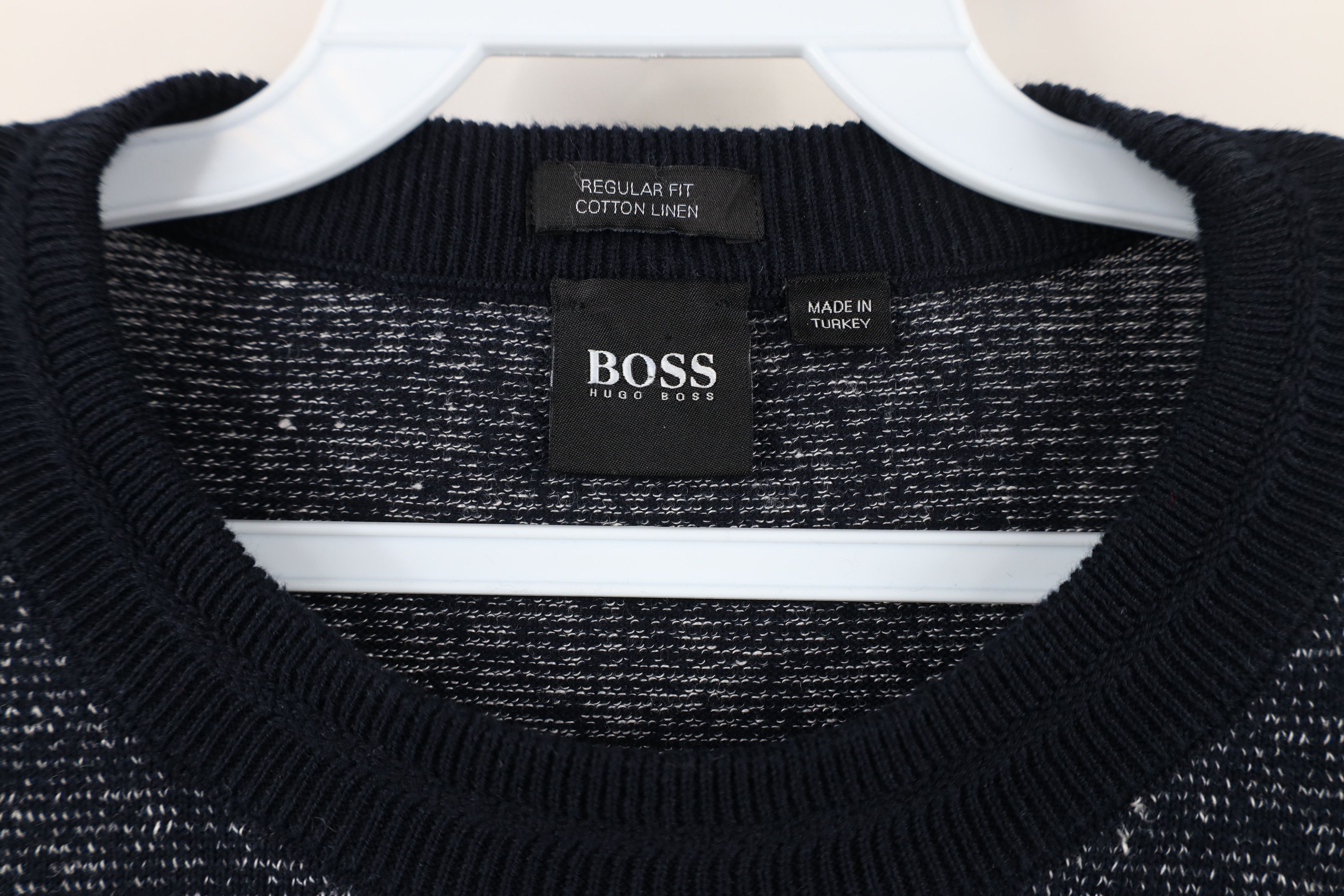 Hugo Boss × Vintage Hugo Boss Fit Cotton Linen Blend Knit Crewneck Sweater Blue Size US L / EU 52-54 / 3 - 4 Thumbnail